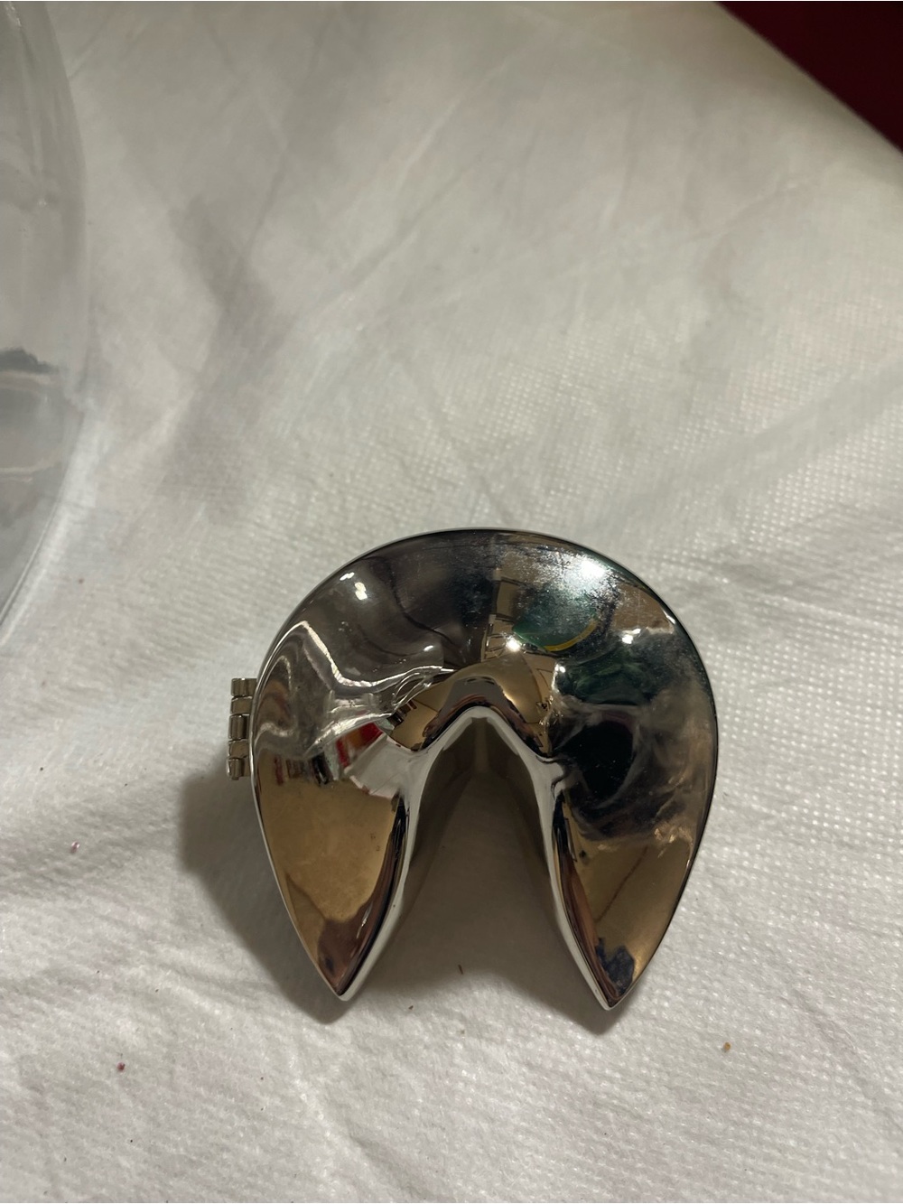 Silver Metal Fortune Cookie Trinket Box